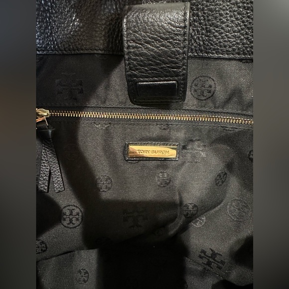 Tory Burch Ivy Side Zip Black Pebbled Leather Shoulder Tote Bag - Picture 8 of 13